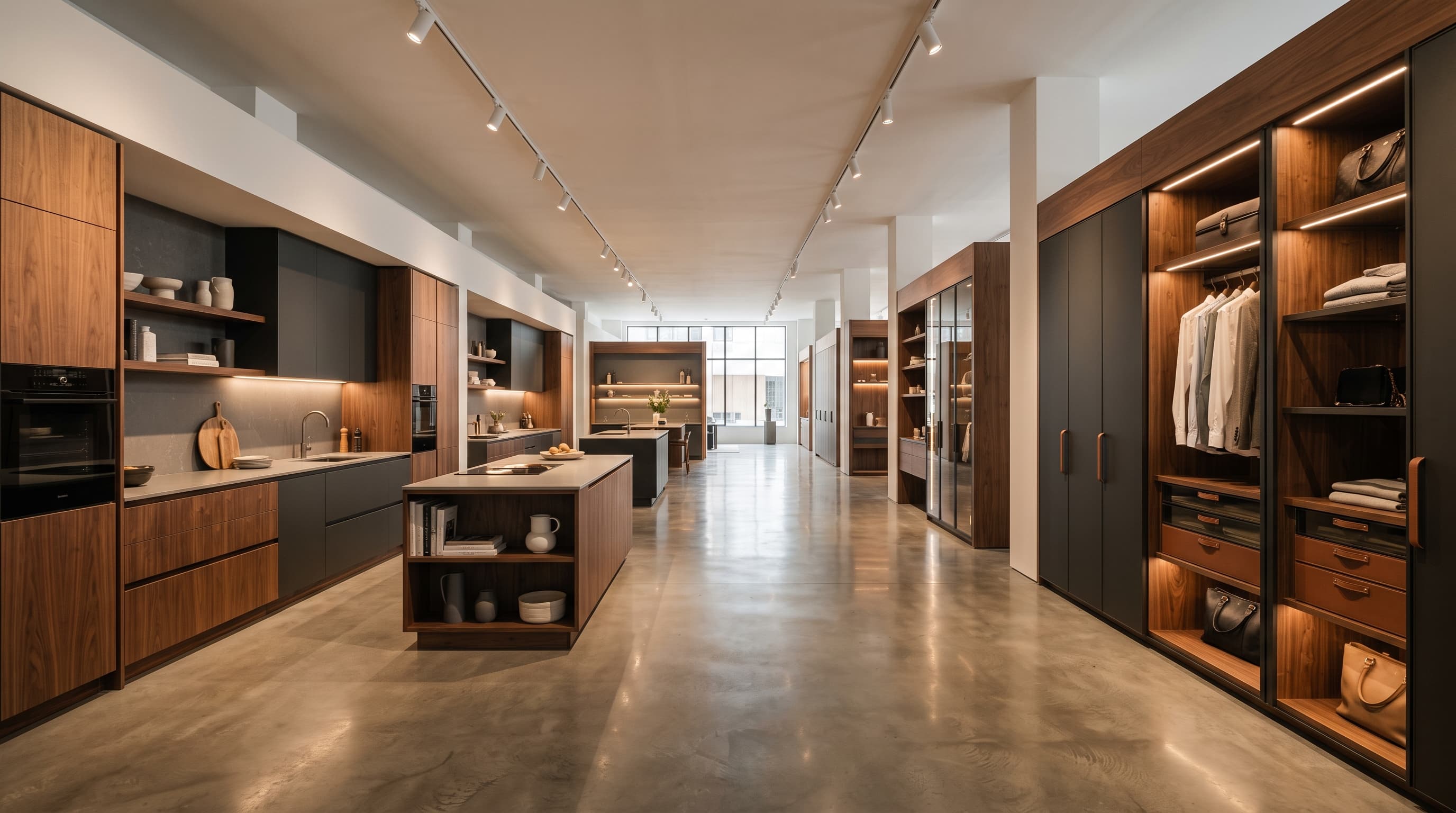 Showroom-i i Casa Bella me ekspozime kuzhinash dhe garderobash
